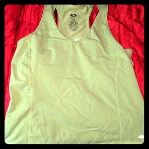 Sage green athletic tank with built in bra